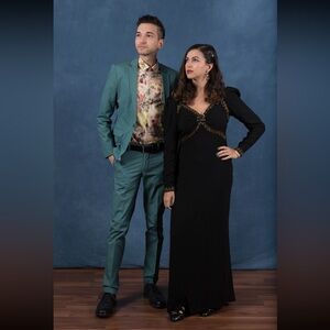 Black Vintage Beaded Kalmour Gown